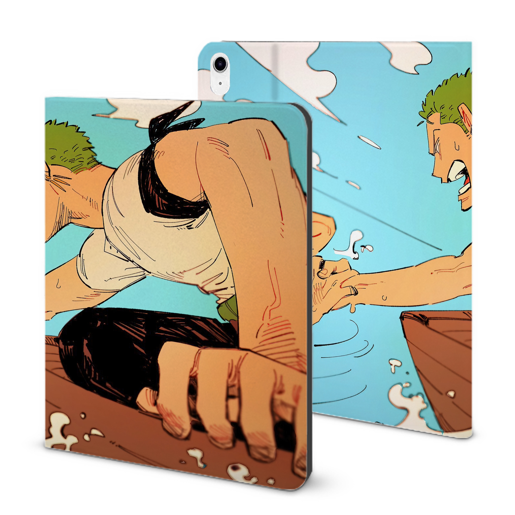 （画像用） ワンピース ONE PIECE IPad ケース ブック型 PUレザー TPU 耐衝撃 軽量 薄型 ペン収納なし 全面保護 IPad 各モデル対応